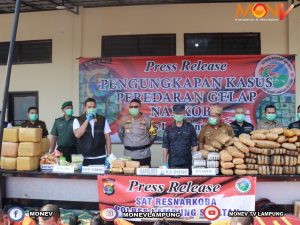 Polres Lampung Selatan berhasil ungkap kasus Sabu 22,356 kg, Ganja 195 kg, Ekstasi 18.985 butir.