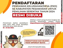 Bawaslu Pesawaran Buka Pendaftaran PK/D Mulai 18 Mei