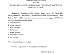 KPU RI Umumkan Tujuh Nama Calon Anggota KPU Provinsi Lampung Periode 2024 – 2029